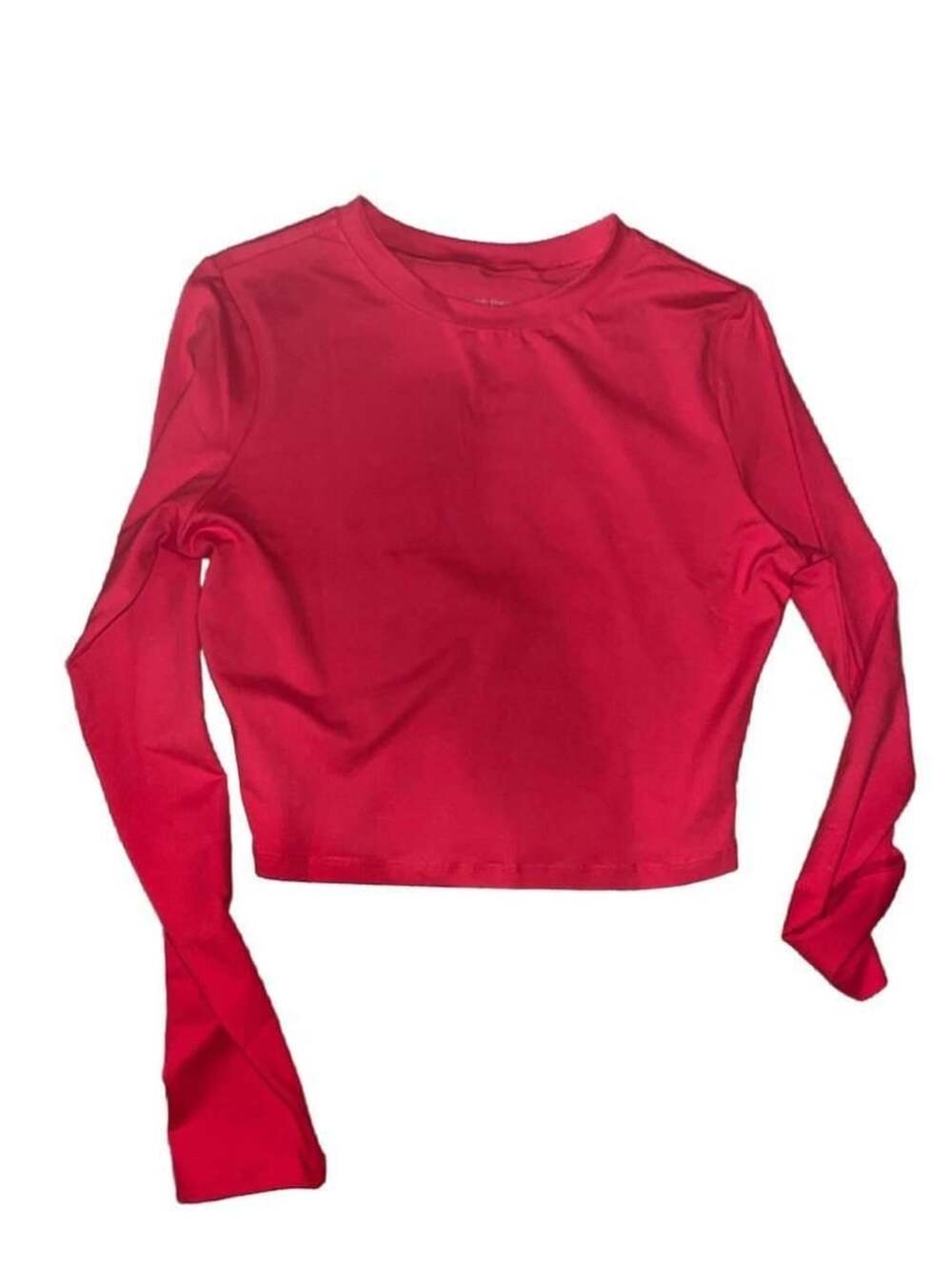 Trendy Queen Women's Long Sleeve Crop Top Red Size M